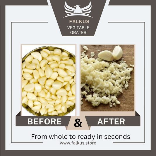 Before and after using Falkus 4-blade vegetable grinder
