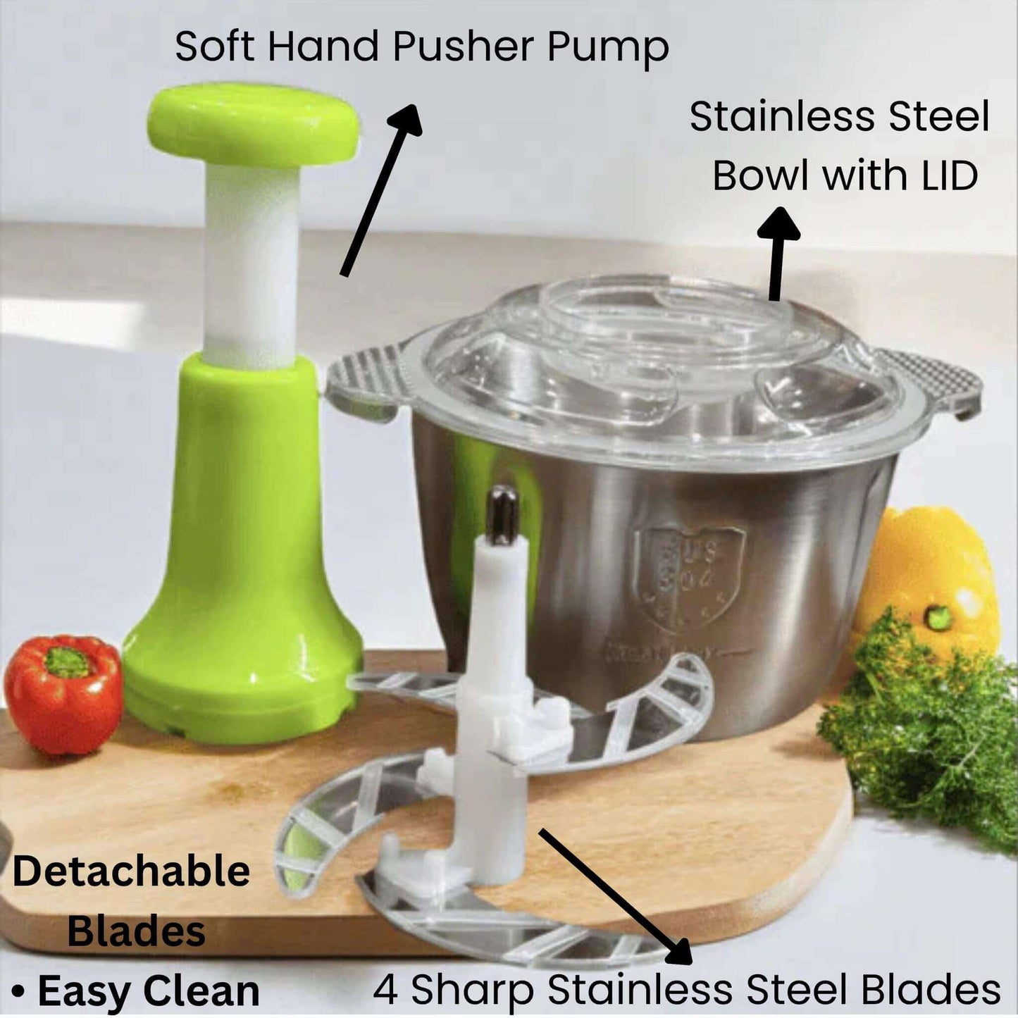 Removable blades and dishwasher-safe parts of Falkus grinder